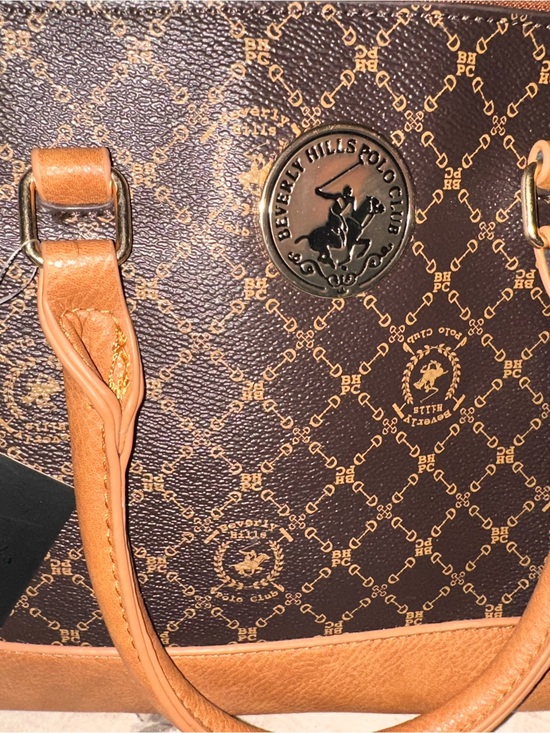 Beverly Hills Polo Club Handbags - Beverly Hills Polo Club Brown and Tan Monogram Zip Pouch